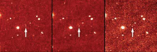 這是Sedna首度現身的連續畫面。<br>影像來源/ NASA/Caltech