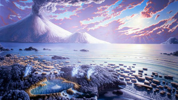 早期地球。圖片來源：Peter Sawyer / Smithsonian Institution